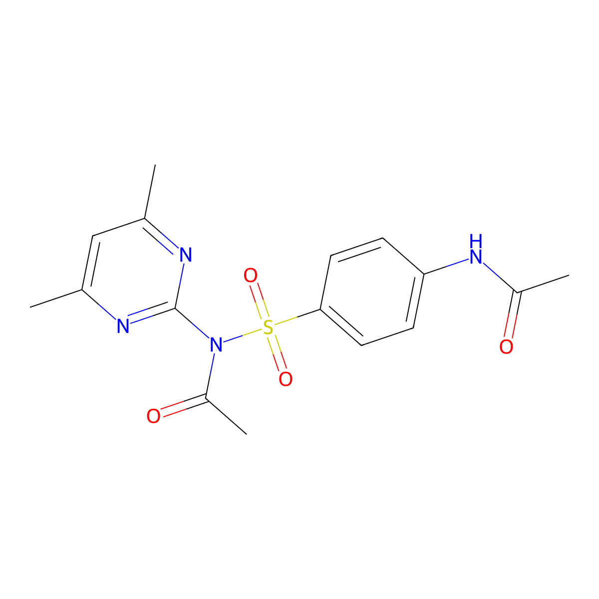 N-[4-[Acetyl-(4,6-dimethylpyrimidin-2-yl)sulfamoyl]phenyl]acetamide (Diacetylsulfadimidine; Diacetylsulfamethazine) molecular structure, CAS 59224-69-0