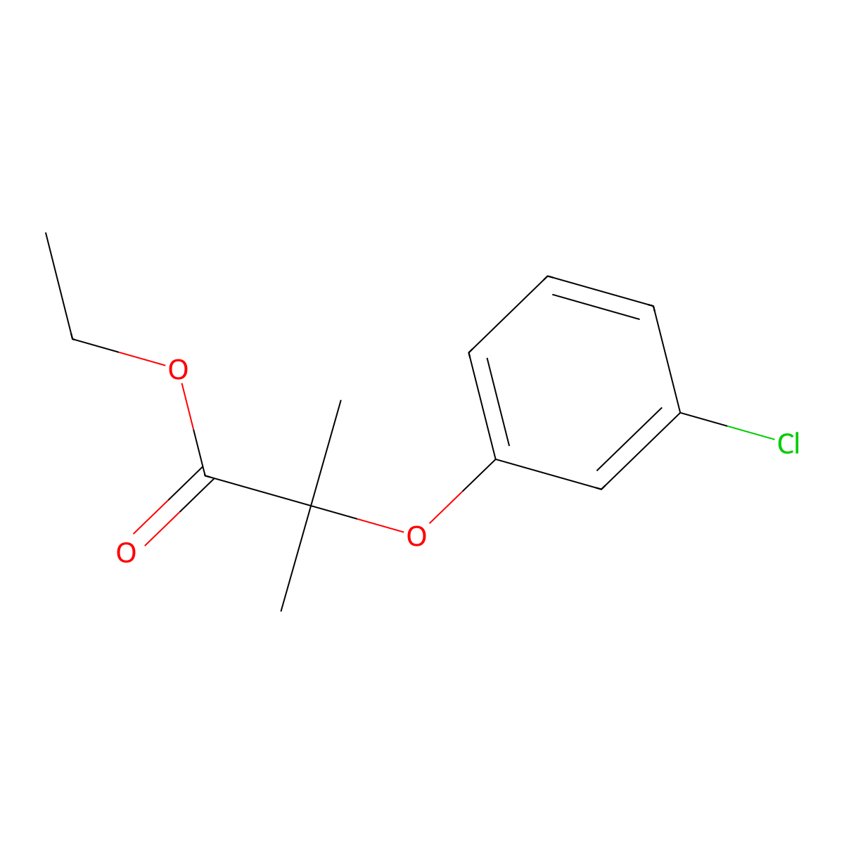 Ethyl 2-(3-chlorophenoxy)-2-methylpropanoate molecular structure, CAS 59227-82-6