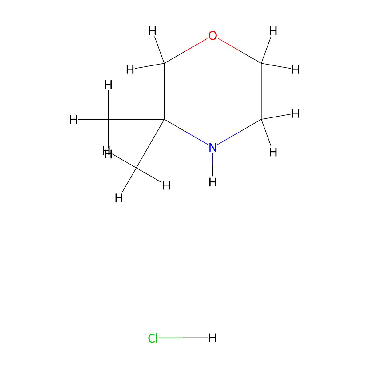 3,3-Dimethylmorpholine hydrochloride molecular structure, CAS 59229-64-0