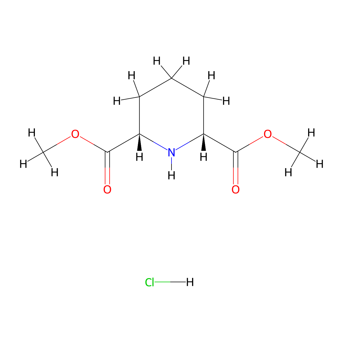 cis-Dimethyl piperidine-2,6-dicarboxylate hydrochloride molecular structure, CAS 59234-48-9