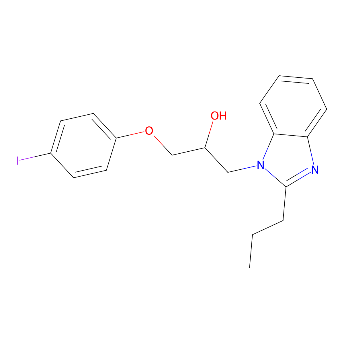 1-(4-Iodophenoxy)-3-(2-propyl-1H-benzimidazol-1-yl)propan-2-ol molecular structure, CAS 5924-34-5