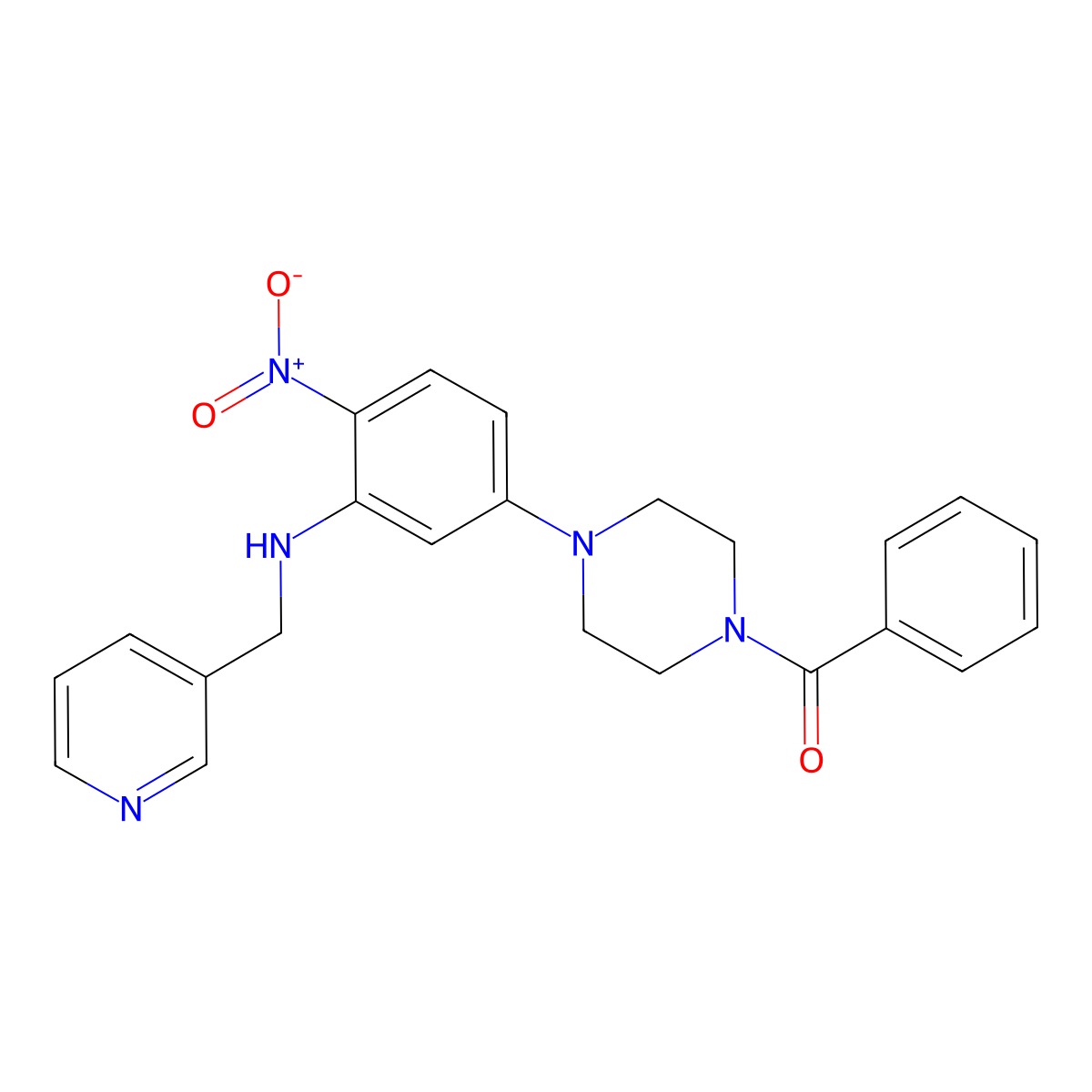 [4-[4-Nitro-3-(pyridin-3-ylmethylamino)phenyl]piperazin-1-yl]-phenylmethanone molecular structure, CAS 592466-69-8