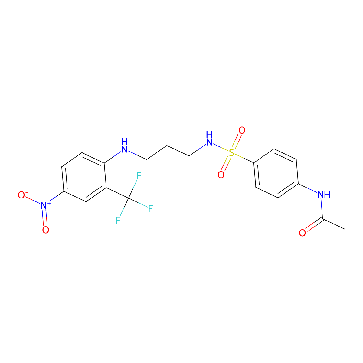 N-[4-[3-[4-nitro-2-(trifluoromethyl)anilino]propylsulfamoyl]phenyl]acetamide molecular structure, CAS 592466-76-7