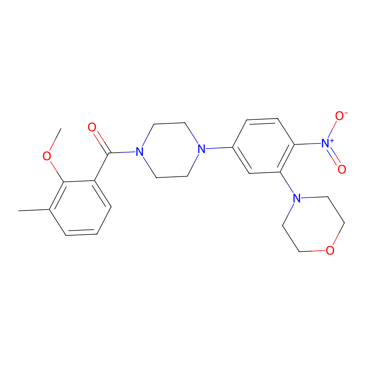 (2-Methoxy-3-methylphenyl)-[4-(3-morpholin-4-yl-4-nitrophenyl)piperazin-1-yl]methanone molecular structure, CAS 592466-80-3