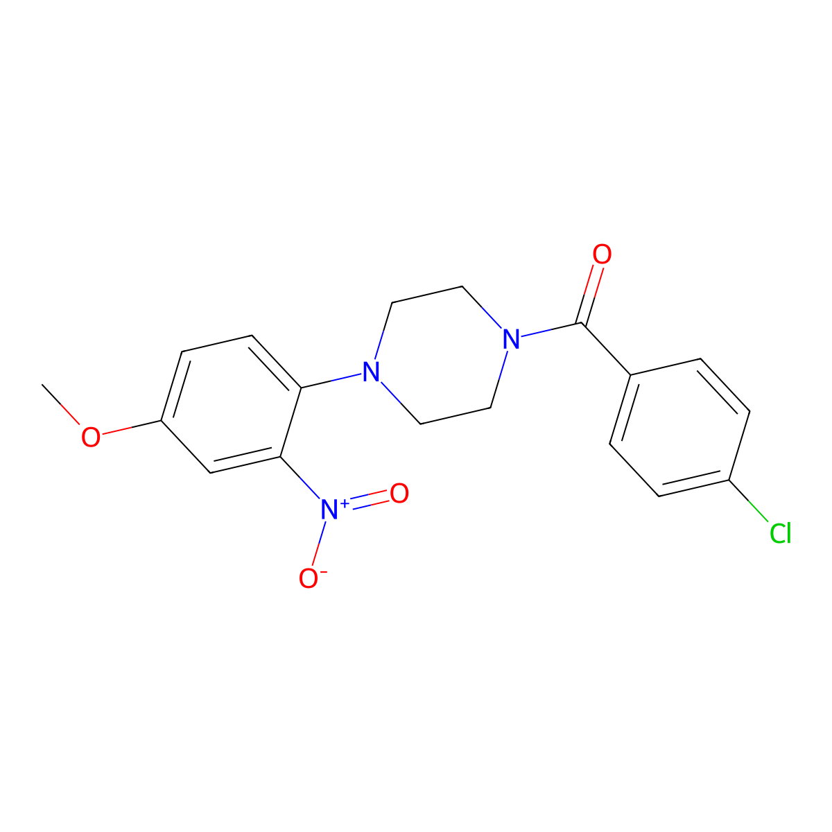(4-Chlorophenyl)[4-(4-methoxy-2-nitrophenyl)piperazin-1-yl]methanone molecular structure, CAS 592466-85-8