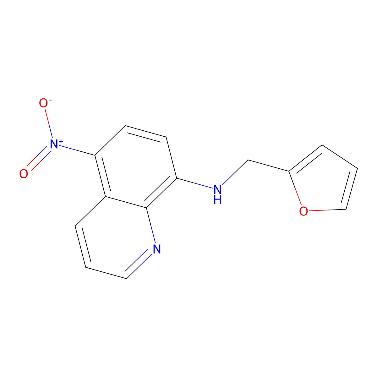 N-(furan-2-ylmethyl)-5-nitroquinolin-8-amine molecular structure, CAS 592466-86-9