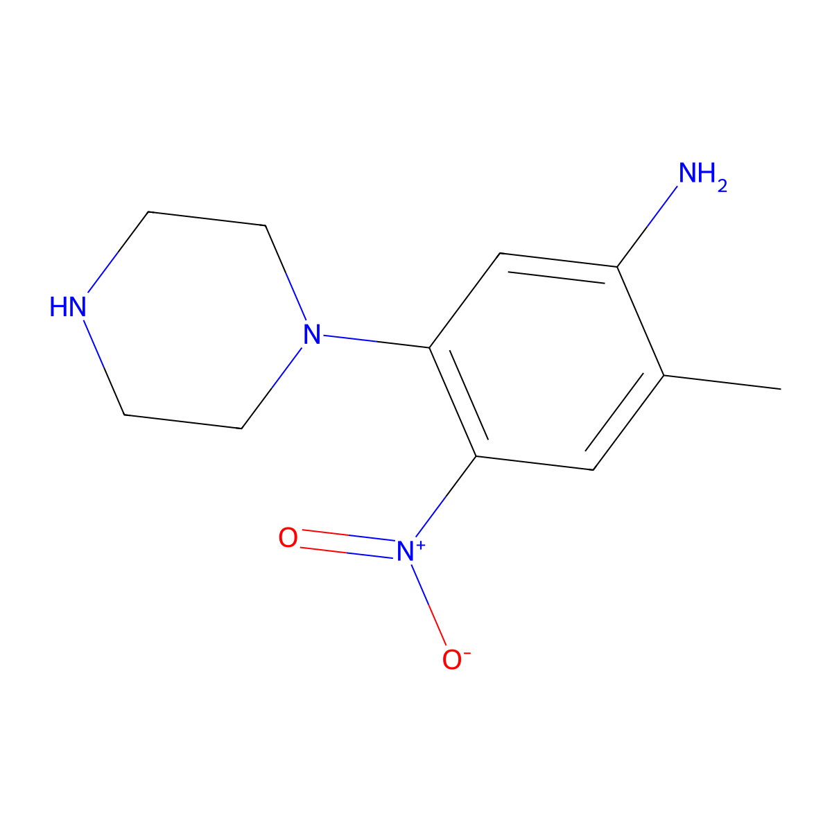 (2-Methyl-4-nitro-5-piperazin-1-ylphenyl)amine molecular structure, CAS 592466-87-0