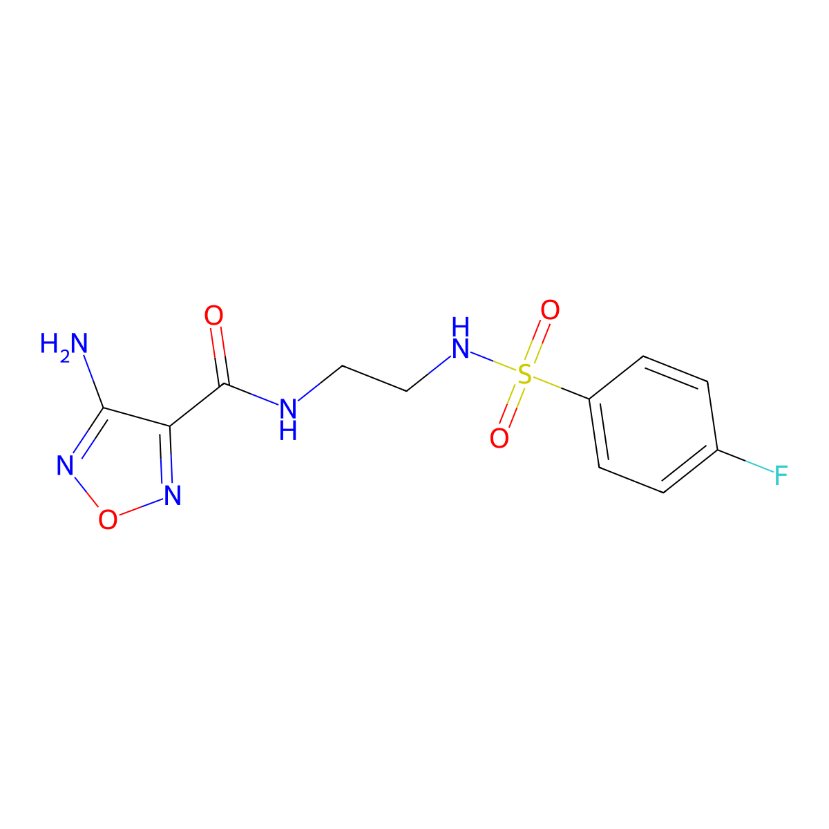4-amino-N-(2-{[(4-fluorophenyl)sulfonyl]amino}ethyl)-1,2,5-oxadiazole-3-carboxamide molecular structure, CAS 592466-88-1