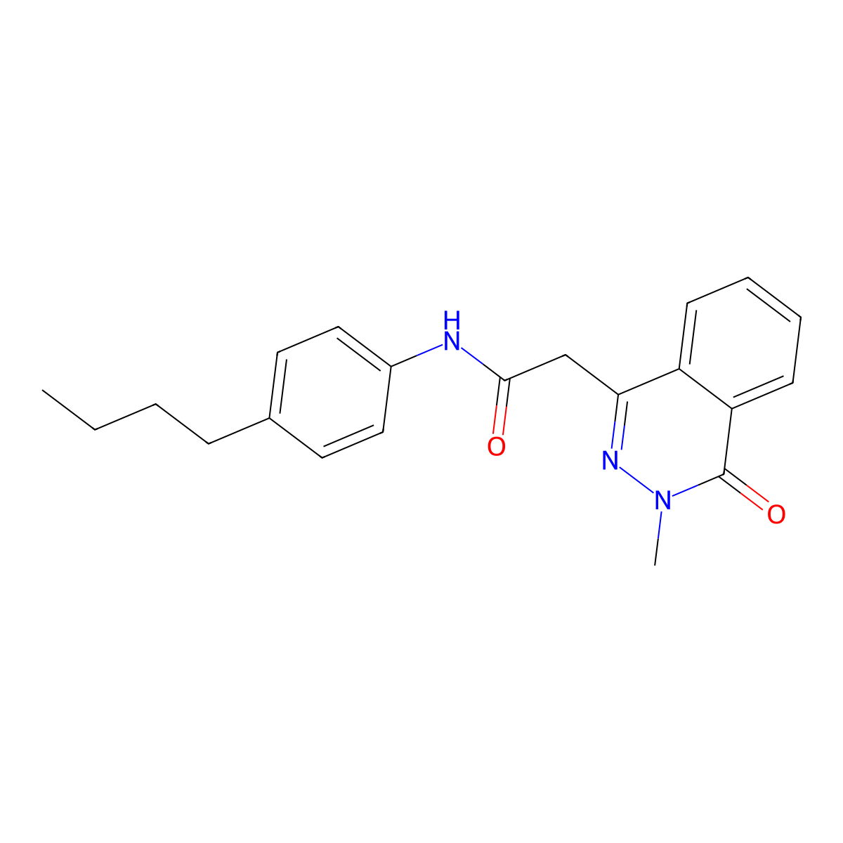 N-(4-butylphenyl)-2-(3-methyl-4-oxophthalazin-1-yl)acetamide molecular structure, CAS 592466-97-2