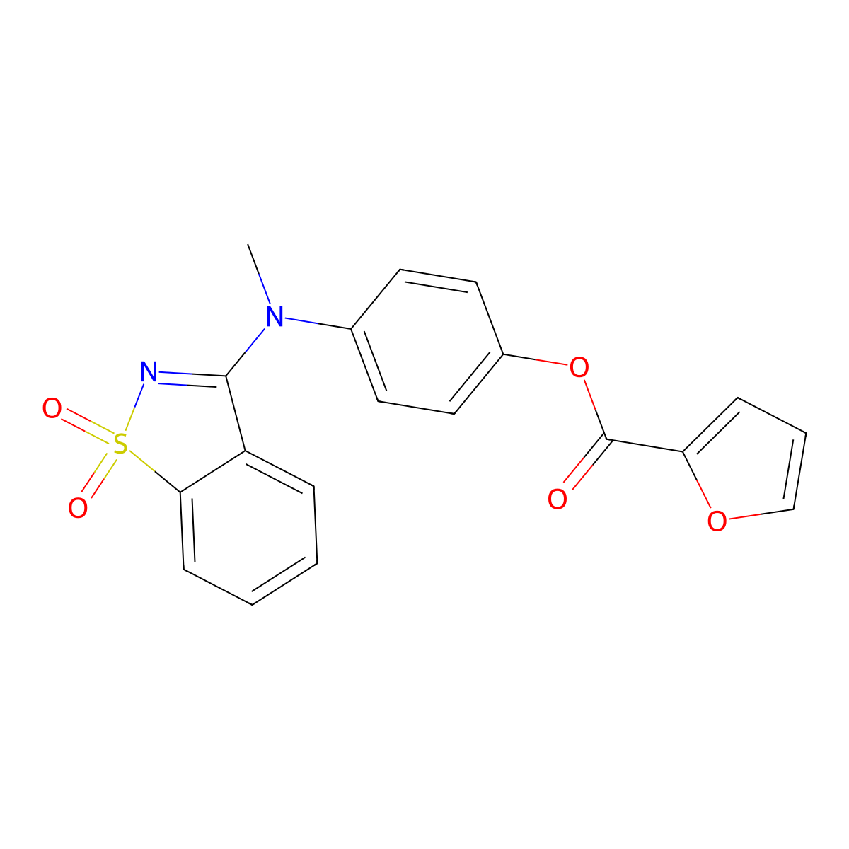 4-[(1,1-Dioxido-1,2-benzothiazol-3-yl)(methyl)amino]phenyl furan-2-carboxylate molecular structure, CAS 592467-01-1