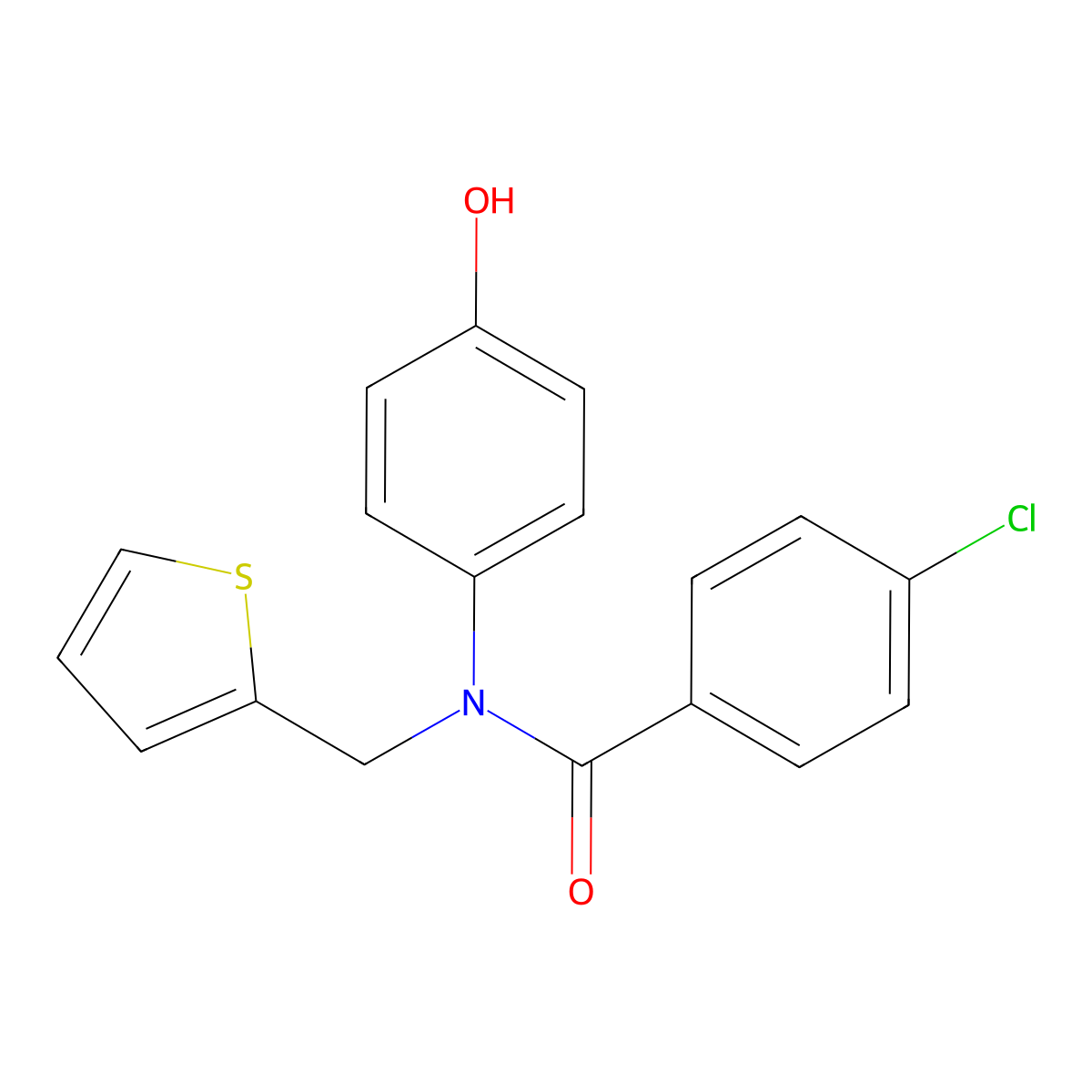 4-chloro-N-(4-hydroxyphenyl)-N-(thiophen-2-ylmethyl)benzamide molecular structure, CAS 592467-05-5