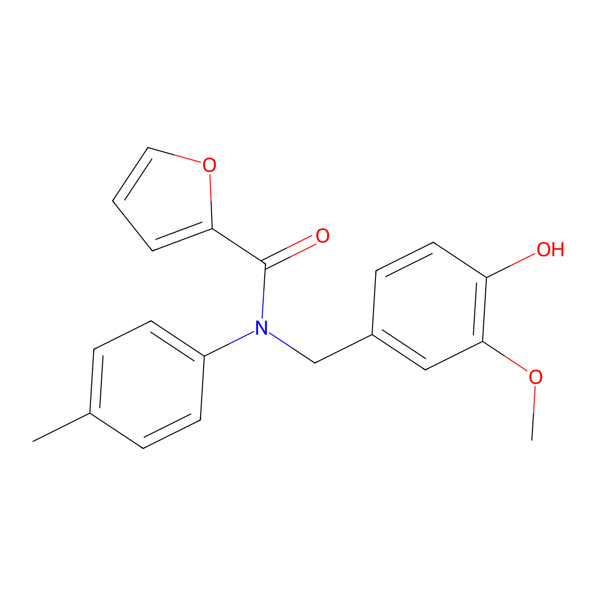 N-(4-hydroxy-3-methoxybenzyl)-N-(4-methylphenyl)-2-furamide molecular structure, CAS 592467-10-2