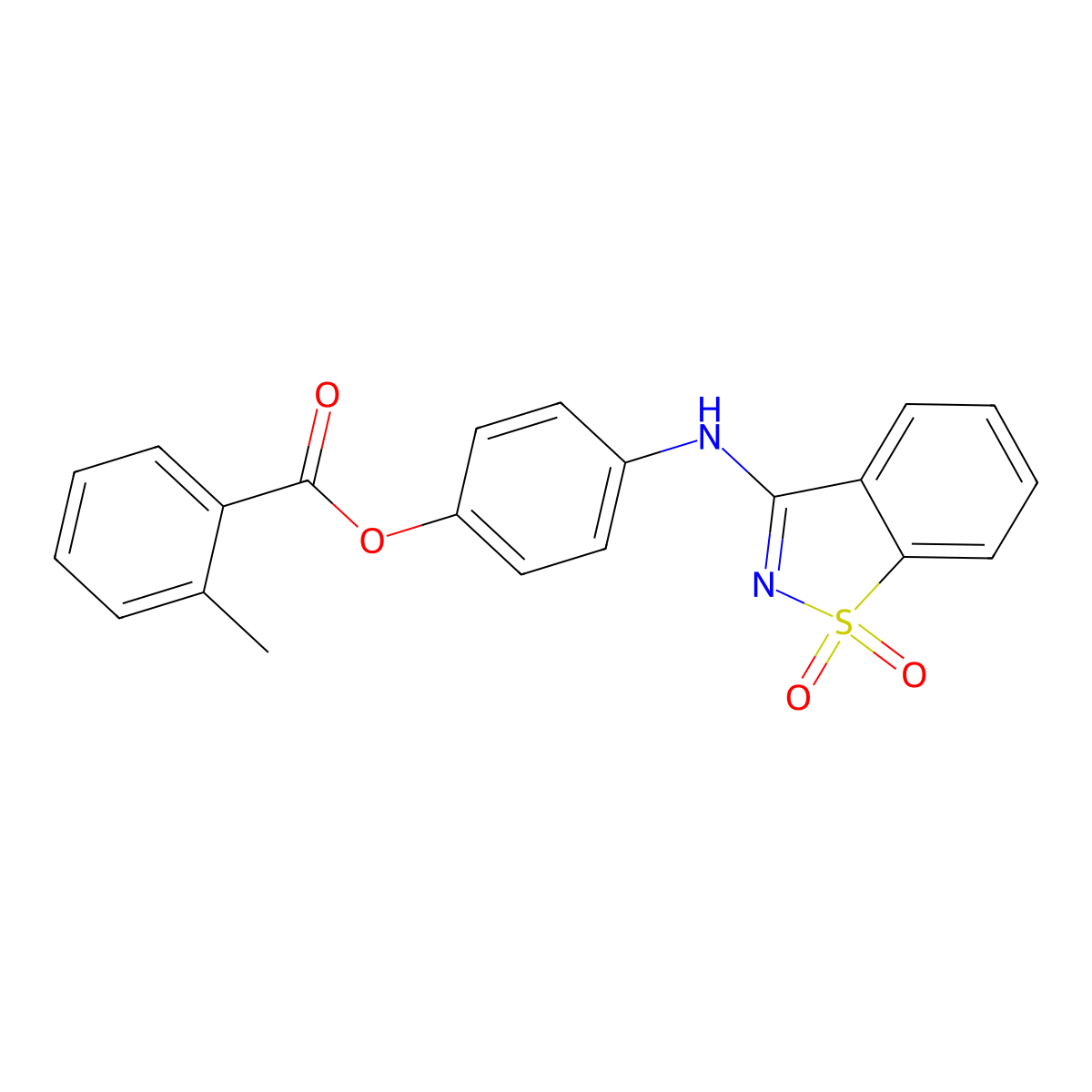 4-[(1,1-Dioxido-1,2-benzothiazol-3-yl)amino]phenyl 2-methylbenzoate molecular structure, CAS 592467-11-3