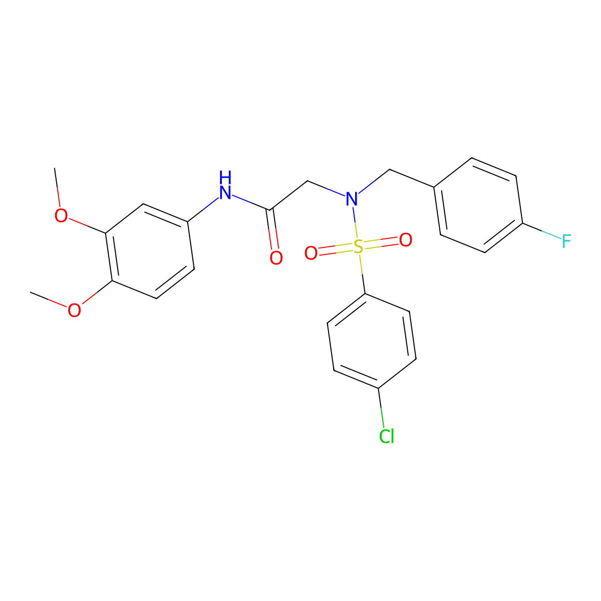 2-[(4-chlorophenyl)sulfonyl-[(4-fluorophenyl)methyl]amino]-N-(3,4-dimethoxyphenyl)acetamide molecular structure, CAS 592467-14-6