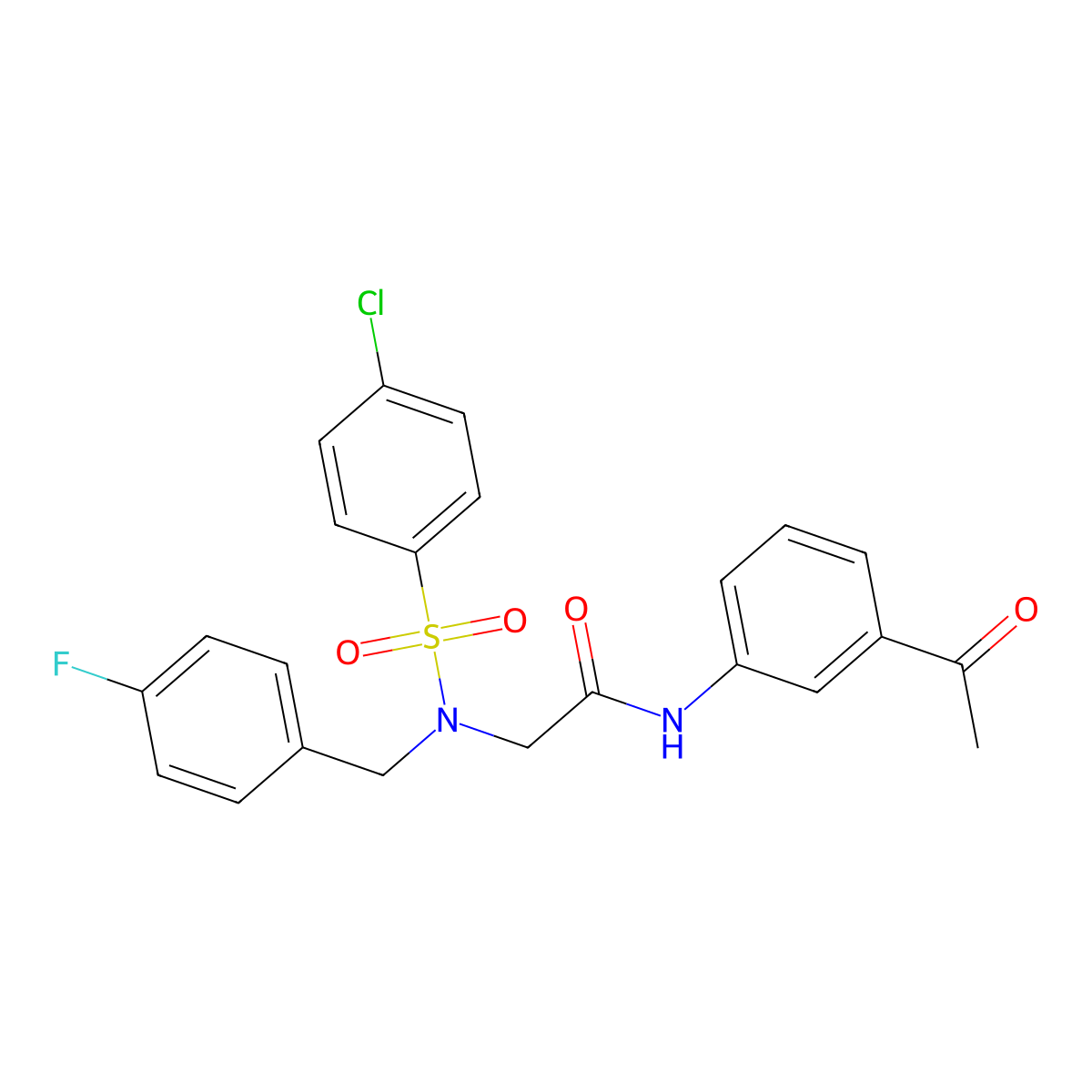 N-(3-acetylphenyl)-2-[(4-chlorophenyl)sulfonyl-[(4-fluorophenyl)methyl]amino]acetamide molecular structure, CAS 592467-21-5