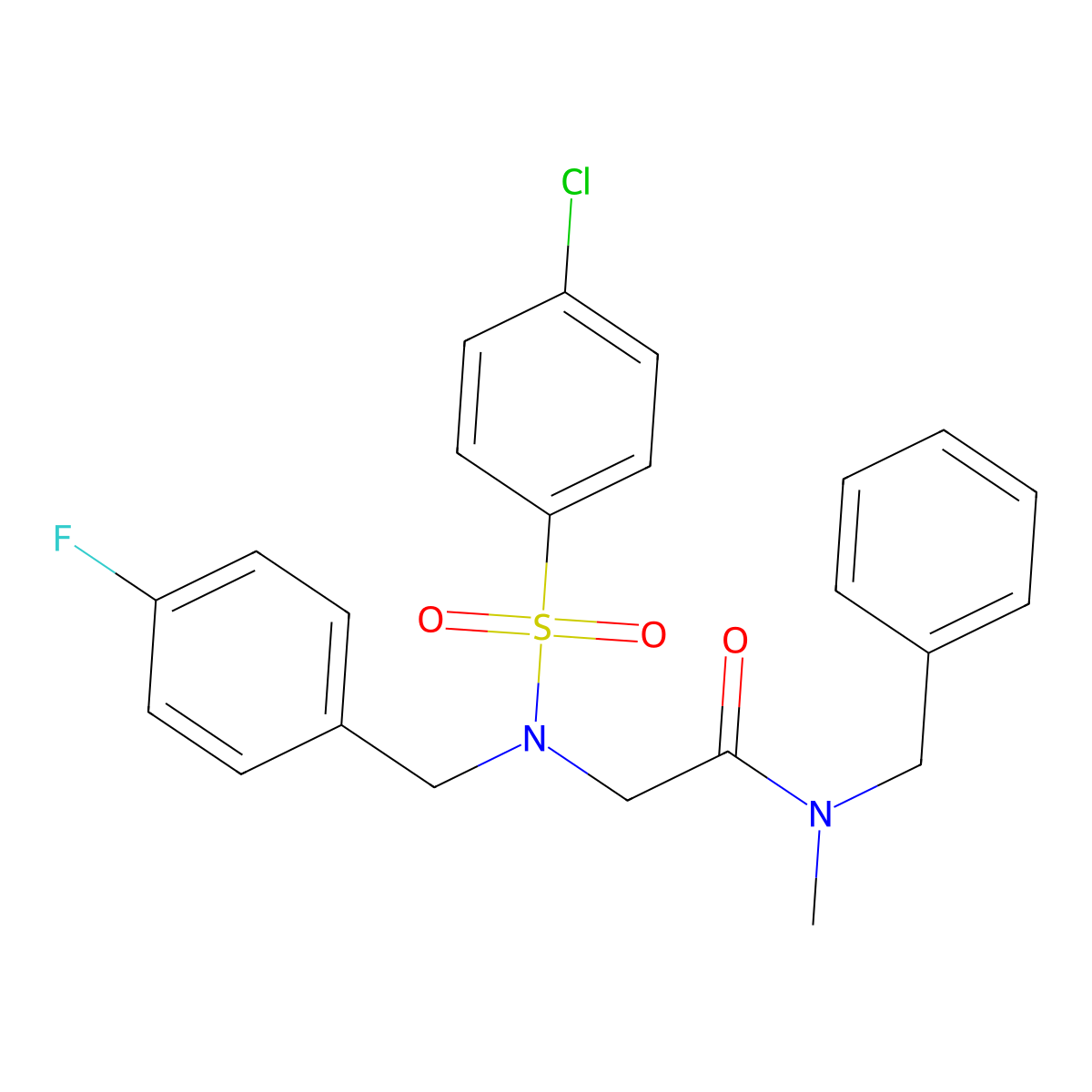 N-benzyl-2-[(4-chlorophenyl)sulfonyl-[(4-fluorophenyl)methyl]amino]-N-methylacetamide molecular structure, CAS 592467-23-7