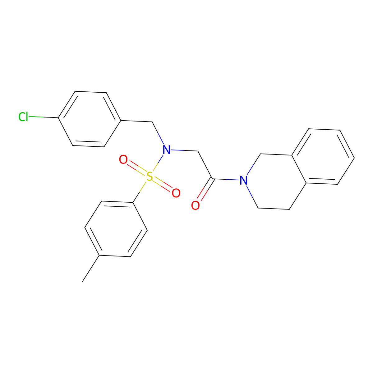 N-[(4-chlorophenyl)methyl]-N-[2-(3,4-dihydro-1H-isoquinolin-2-yl)-2-oxoethyl]-4-methylbenzenesulfonamide molecular structure, CAS 592467-67-9