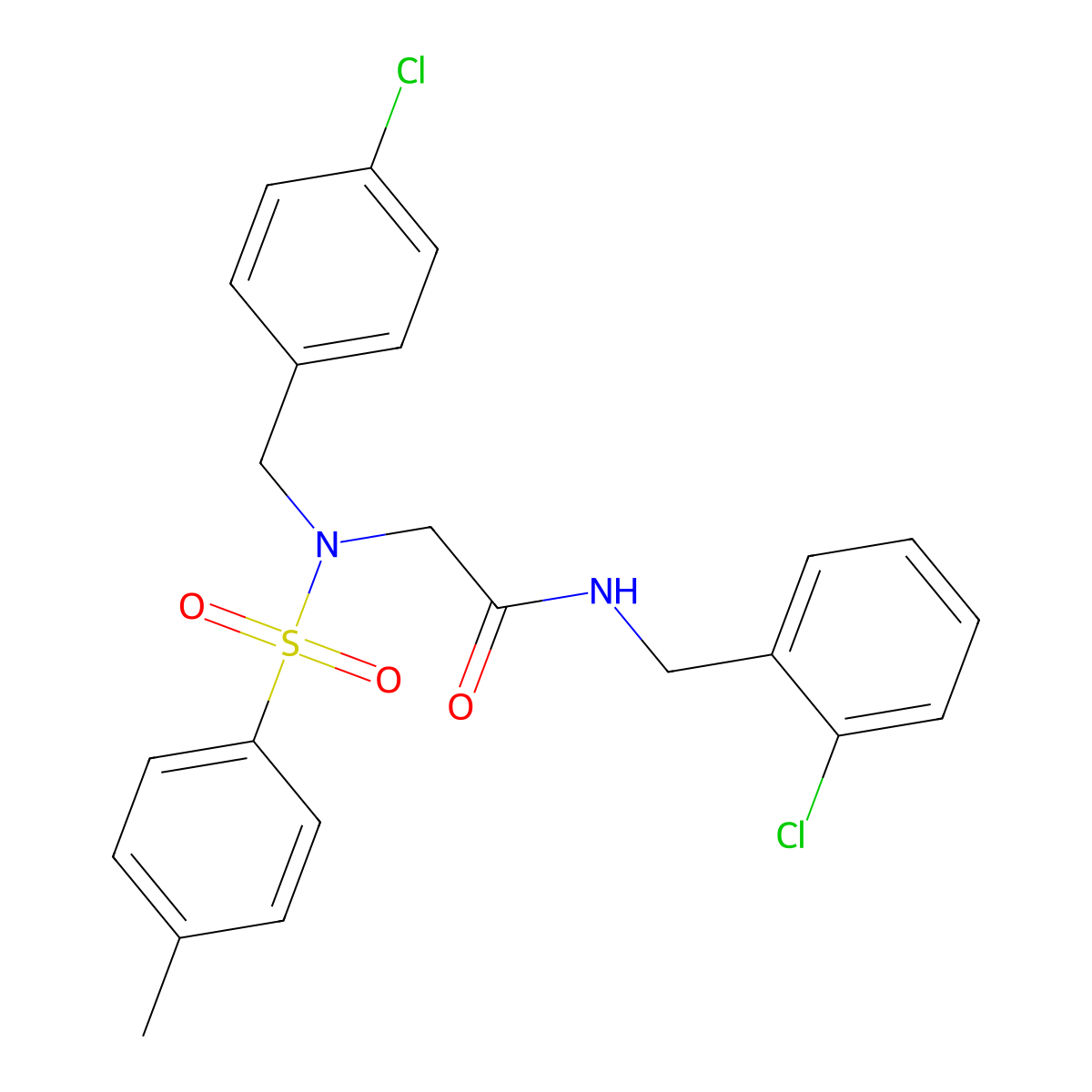 N-[(2-chlorophenyl)methyl]-2-[(4-chlorophenyl)methyl-(4-methylphenyl)sulfonylamino]acetamide molecular structure, CAS 592467-68-0