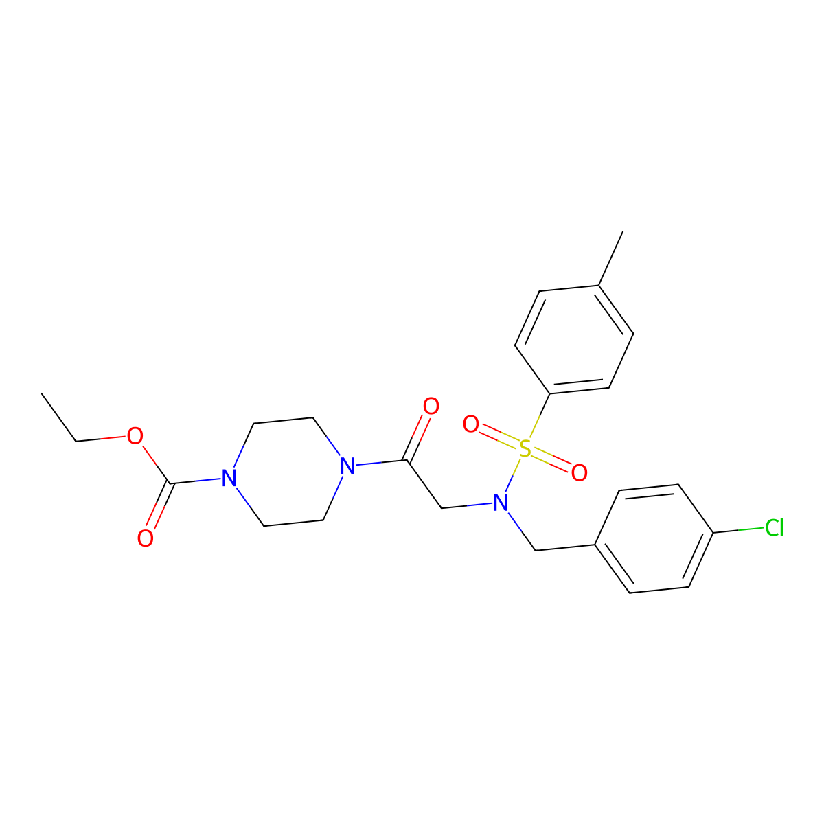 ethyl 4-{N-(4-chlorobenzyl)-N-[(4-methylphenyl)sulfonyl]glycyl}-1-piperazinecarboxylate molecular structure, CAS 592467-70-4