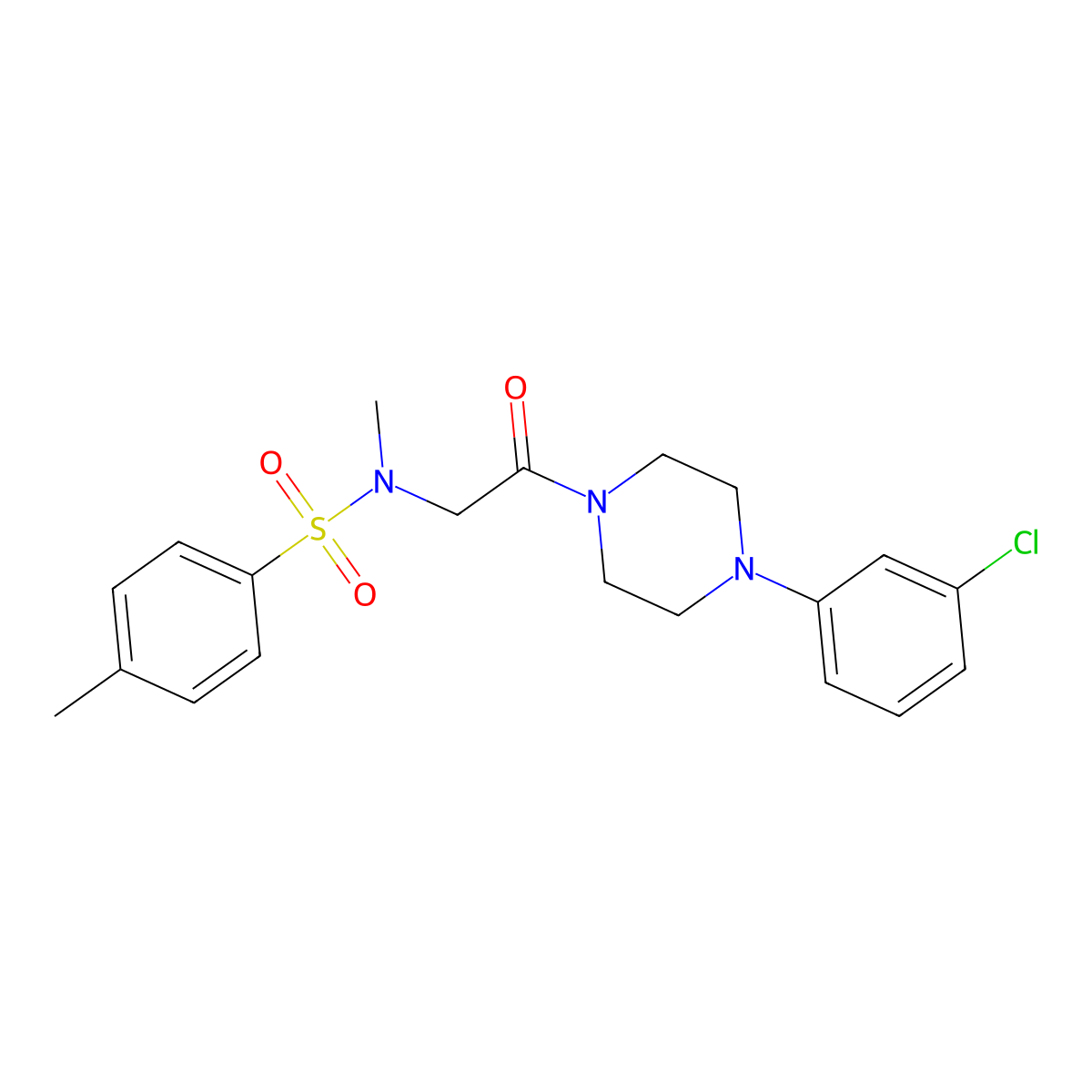 N-{2-[4-(3-chlorophenyl)piperazin-1-yl]-2-oxoethyl}-N,4-dimethylbenzenesulfonamide molecular structure, CAS 592467-71-5
