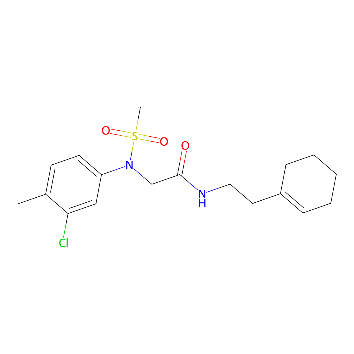 2-(3-chloro-4-methyl-N-methylsulfonylanilino)-N-[2-(cyclohexen-1-yl)ethyl]acetamide molecular structure, CAS 592468-02-5