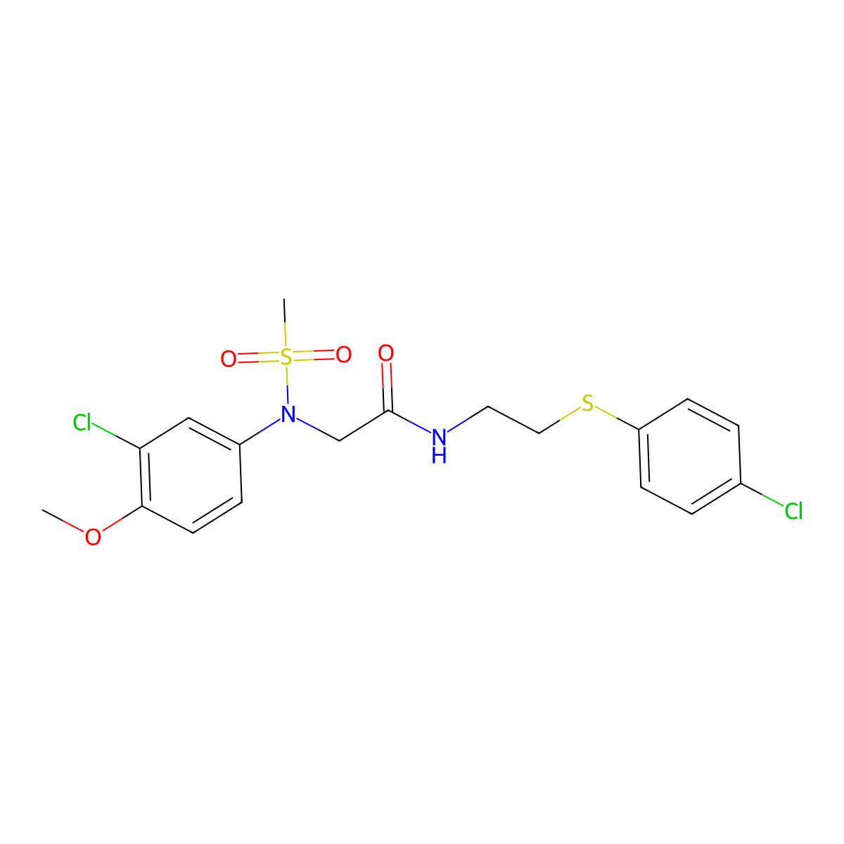 2-(3-chloro-4-methoxy-N-methylsulfonylanilino)-N-[2-(4-chlorophenyl)sulfanylethyl]acetamide molecular structure, CAS 592468-12-7