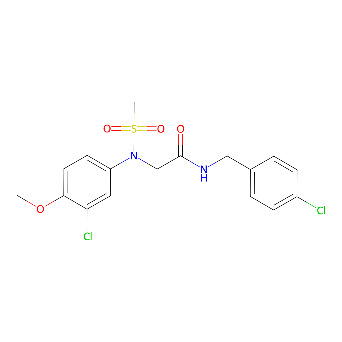 2-(3-chloro-4-methoxy-N-methylsulfonylanilino)-N-[(4-chlorophenyl)methyl]acetamide molecular structure, CAS 592468-14-9