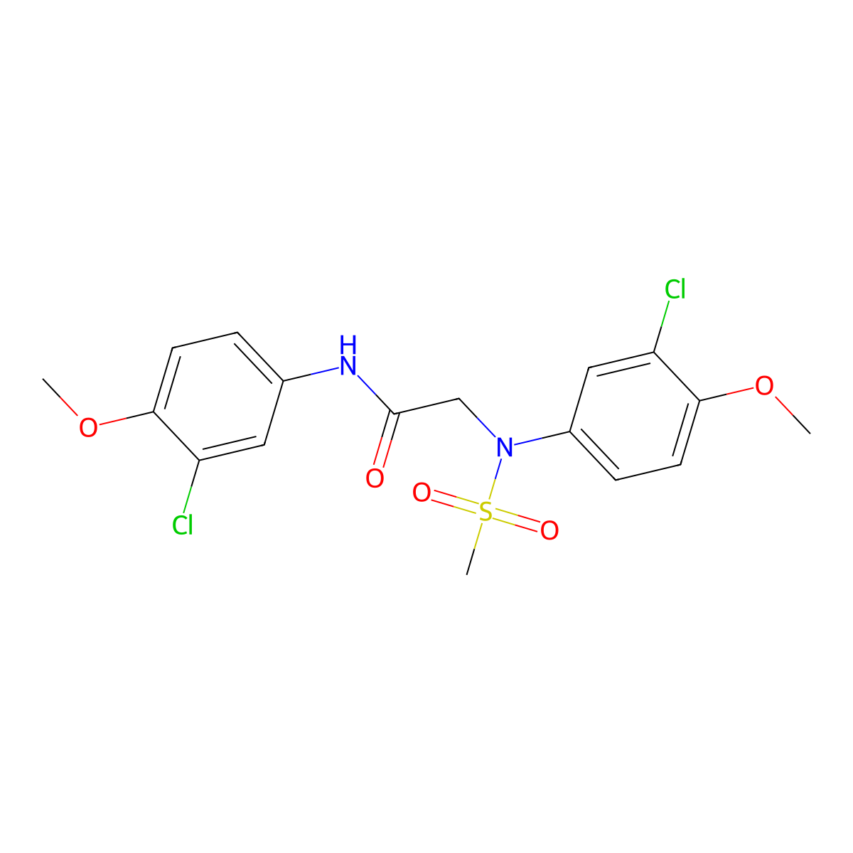 2-(3-chloro-4-methoxy-N-methylsulfonylanilino)-N-(3-chloro-4-methoxyphenyl)acetamide molecular structure, CAS 592468-17-2