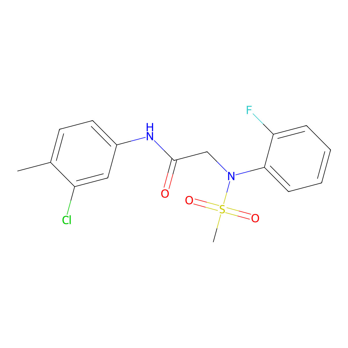 N-(3-chloro-4-methylphenyl)-2-(2-fluoro-N-methylsulfonylanilino)acetamide molecular structure, CAS 592468-28-5