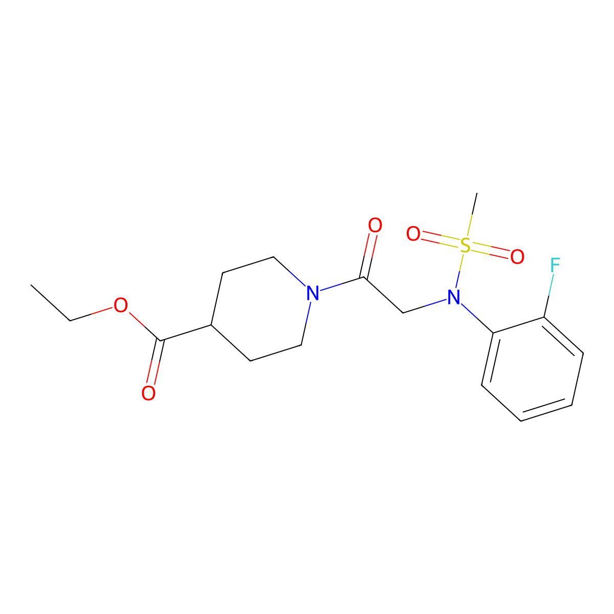 ethyl 1-[N-(2-fluorophenyl)-N-(methylsulfonyl)glycyl]piperidine-4-carboxylate molecular structure, CAS 592468-34-3