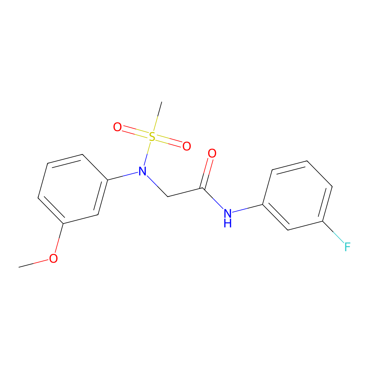 N-(3-fluorophenyl)-2-(3-methoxy-N-methylsulfonylanilino)acetamide molecular structure, CAS 592468-74-1