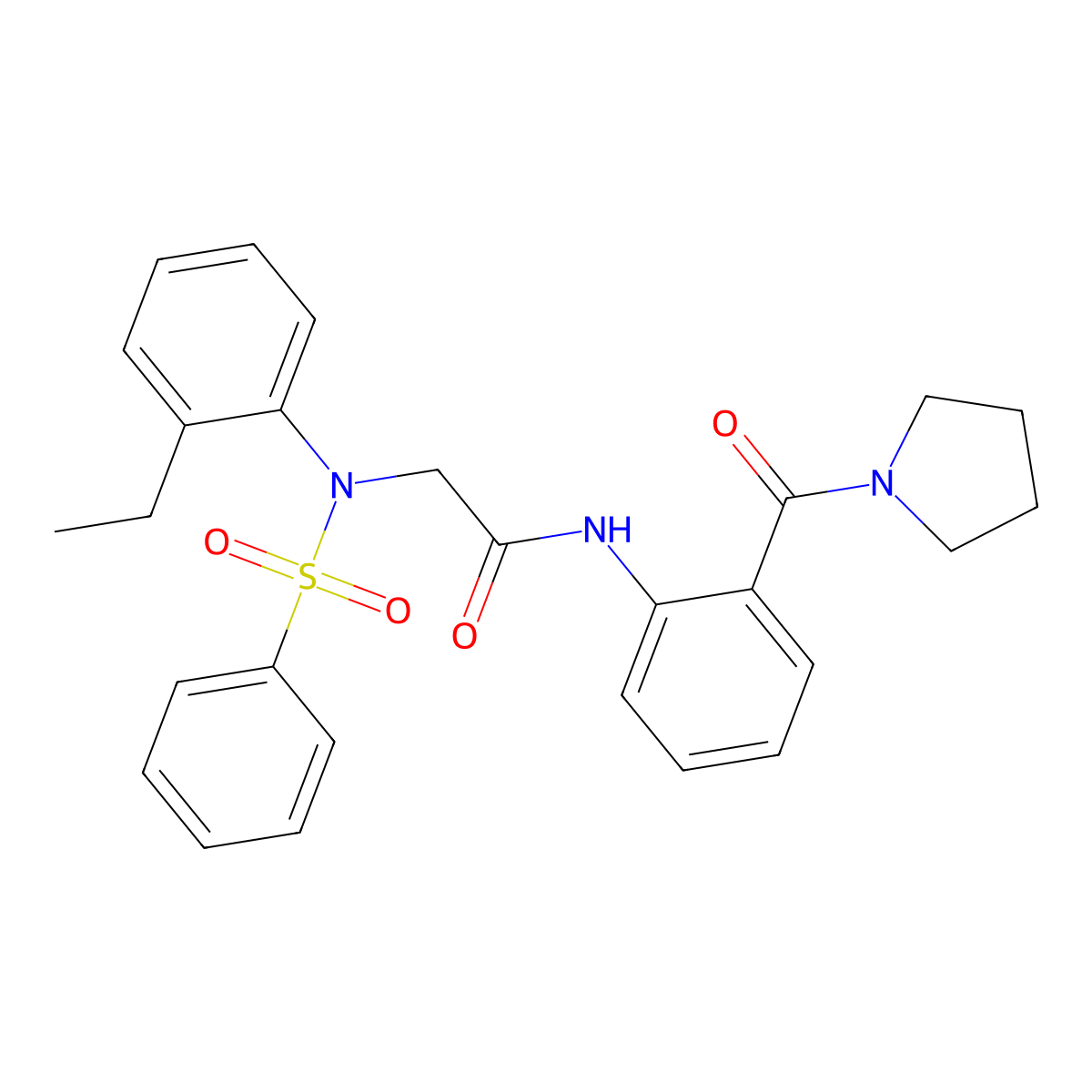 2-[N-(benzenesulfonyl)-2-ethylanilino]-N-[2-(pyrrolidine-1-carbonyl)phenyl]acetamide molecular structure, CAS 592468-83-2