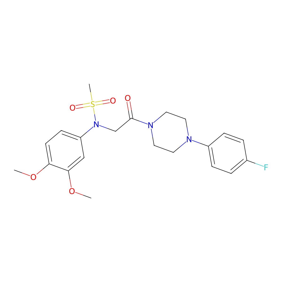 N-(3,4-dimethoxyphenyl)-N-{2-[4-(4-fluorophenyl)piperazin-1-yl]-2-oxoethyl}methanesulfonamide molecular structure, CAS 592468-86-5