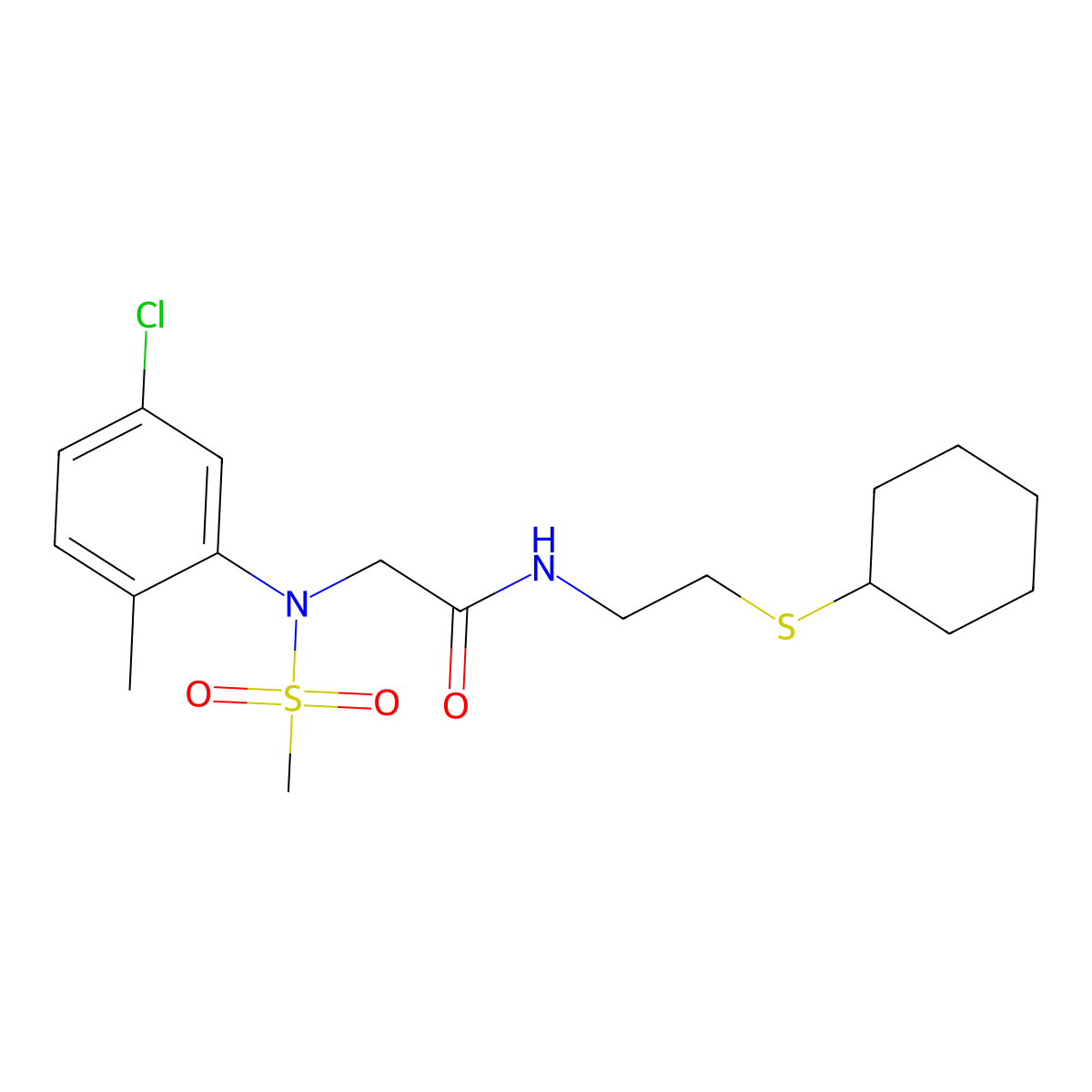 2-(5-chloro-2-methyl-N-methylsulfonylanilino)-N-(2-cyclohexylsulfanylethyl)acetamide molecular structure, CAS 592469-11-9