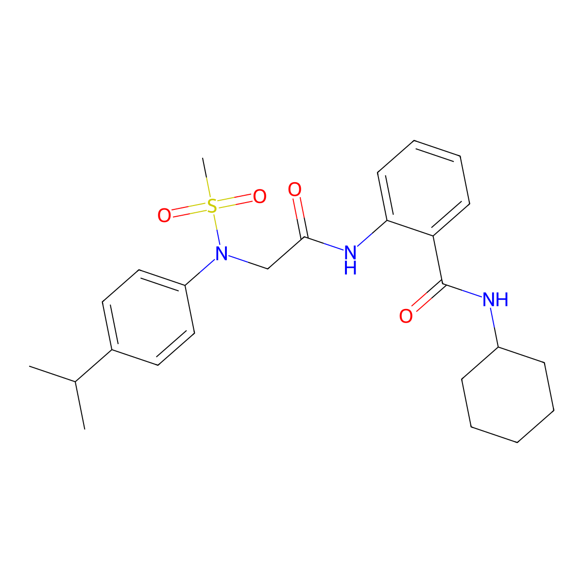 N-cyclohexyl-2-[[2-(N-methylsulfonyl-4-propan-2-ylanilino)acetyl]amino]benzamide molecular structure, CAS 592469-15-3