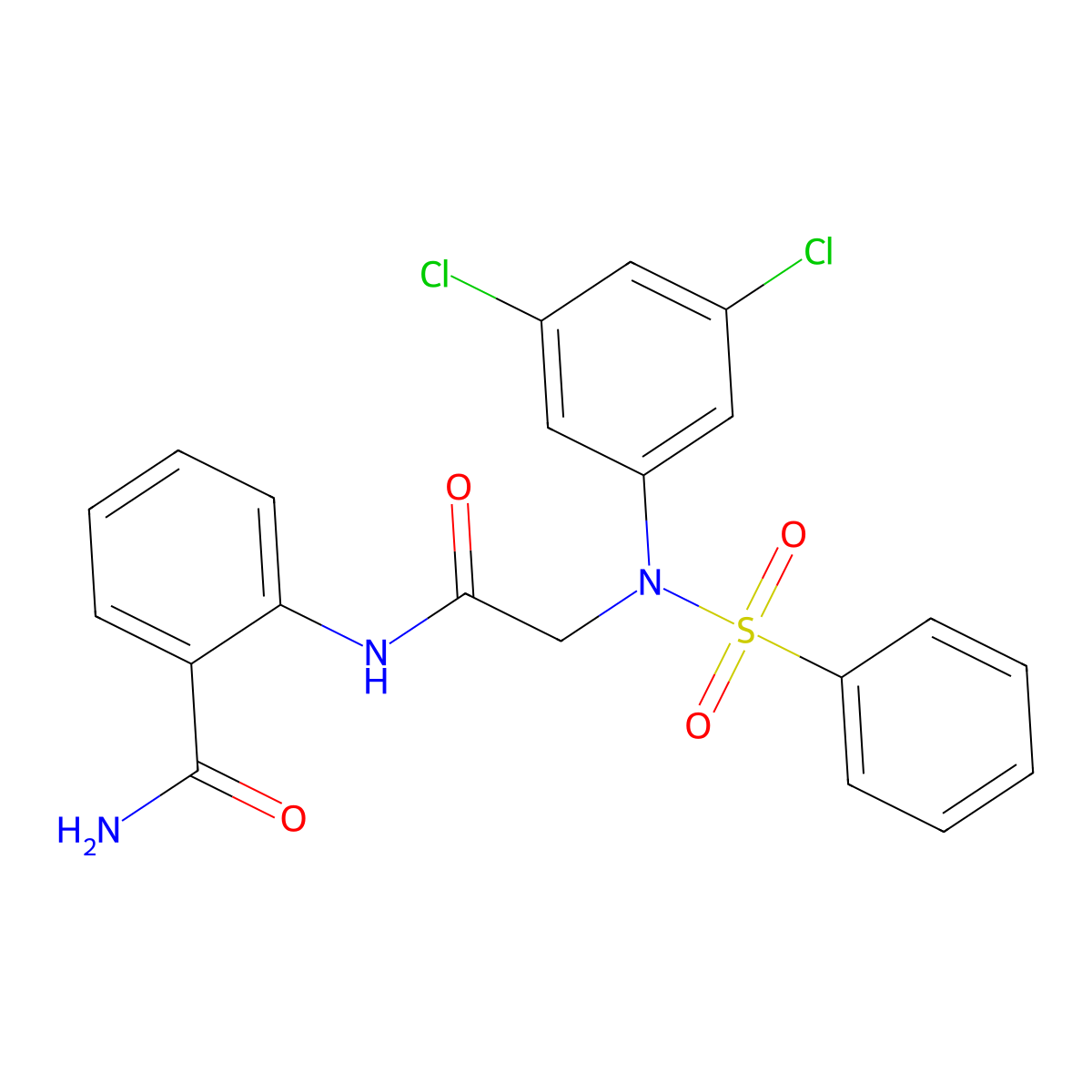 2-{[N-(3,5-dichlorophenyl)-N-(phenylsulfonyl)glycyl]amino}benzamide molecular structure, CAS 592469-42-6