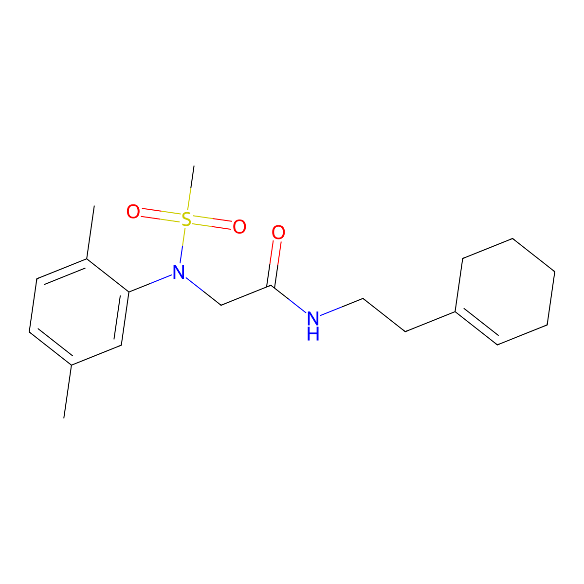 N-[2-(cyclohexen-1-yl)ethyl]-2-(2,5-dimethyl-N-methylsulfonylanilino)acetamide molecular structure, CAS 592469-48-2
