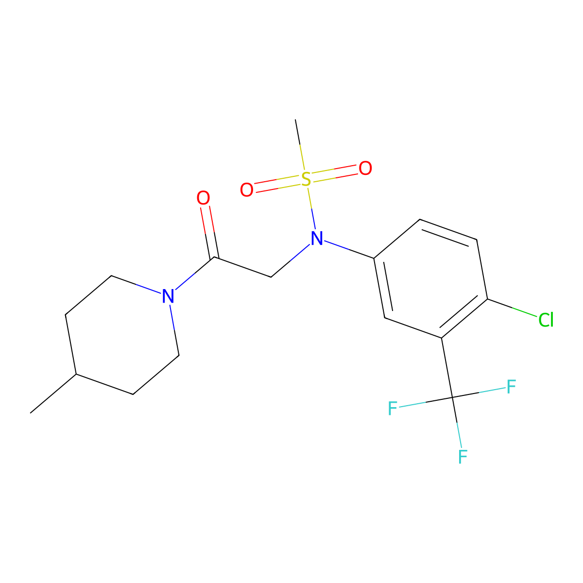 N-[4-chloro-3-(trifluoromethyl)phenyl]-N-[2-(4-methylpiperidin-1-yl)-2-oxoethyl]methanesulfonamide molecular structure, CAS 592469-58-4