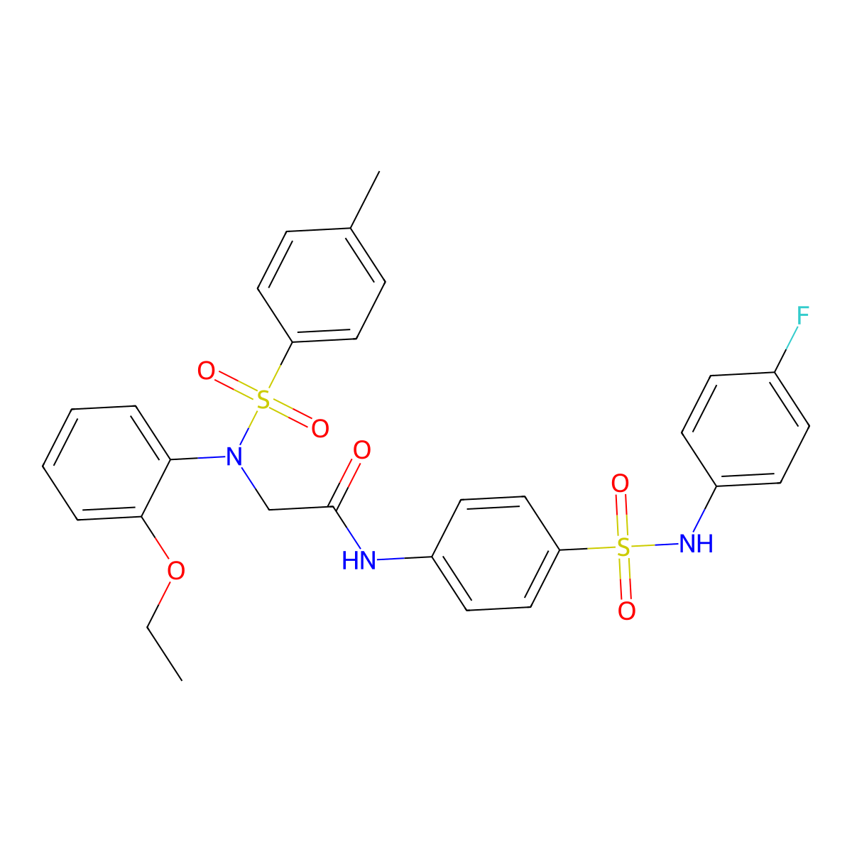 2-(2-ethoxy-N-(4-methylphenyl)sulfonylanilino)-N-[4-[(4-fluorophenyl)sulfamoyl]phenyl]acetamide molecular structure, CAS 592469-78-8