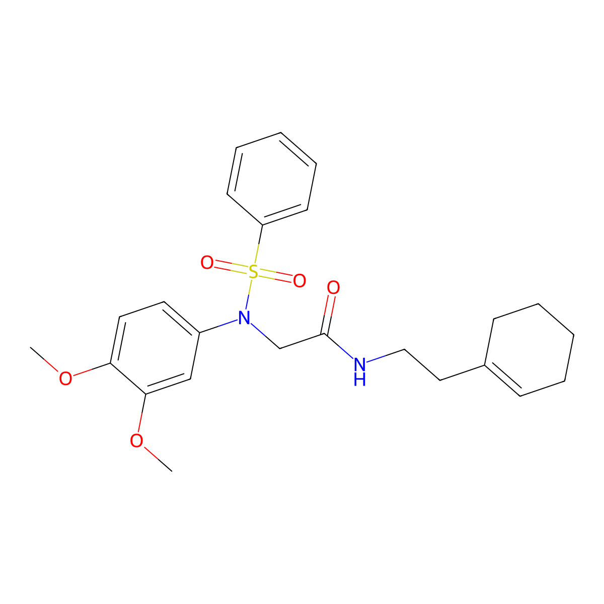 2-[N-(benzenesulfonyl)-3,4-dimethoxyanilino]-N-[2-(cyclohexen-1-yl)ethyl]acetamide molecular structure, CAS 592469-86-8