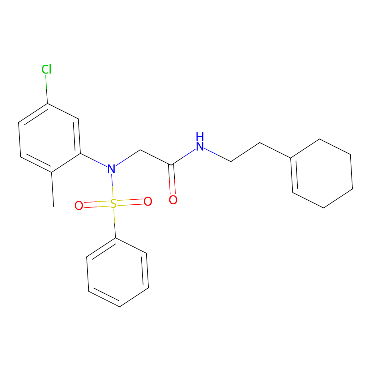 2-[N-(benzenesulfonyl)-5-chloro-2-methylanilino]-N-[2-(cyclohexen-1-yl)ethyl]acetamide molecular structure, CAS 592469-99-3