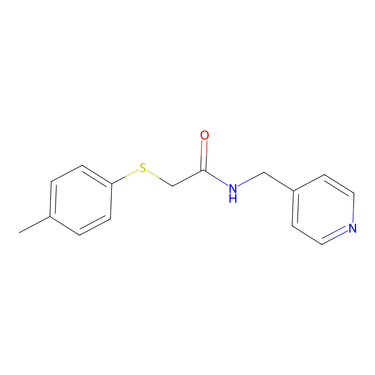 2-(4-methylphenyl)sulfanyl-N-(pyridin-4-ylmethyl)acetamide molecular structure, CAS 592470-62-7