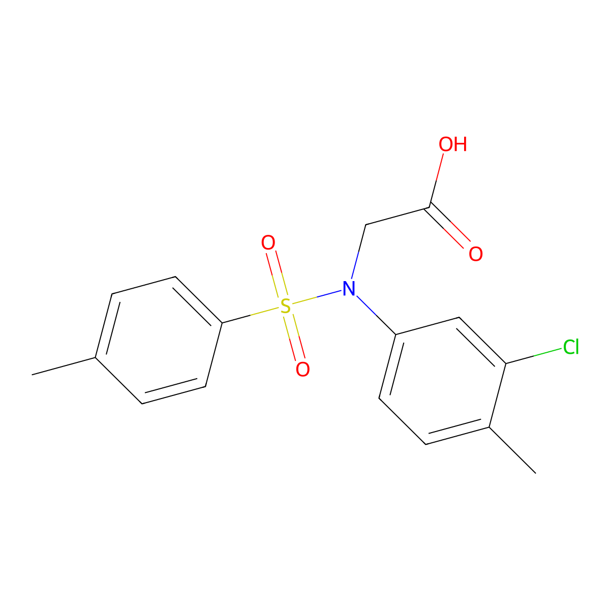 N-(3-chloro-4-methylphenyl)-N-[(4-methylphenyl)sulfonyl]glycine molecular structure, CAS 592470-83-2