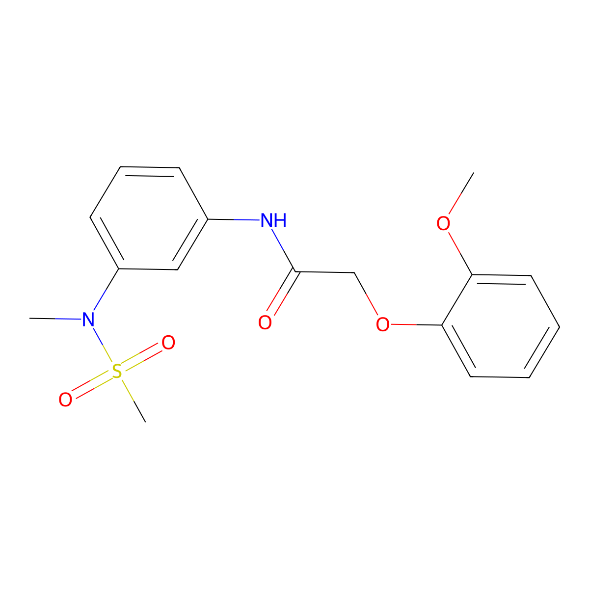 2-(2-methoxyphenoxy)-N-{3-[methyl(methylsulfonyl)amino]phenyl}acetamide molecular structure, CAS 592470-97-8
