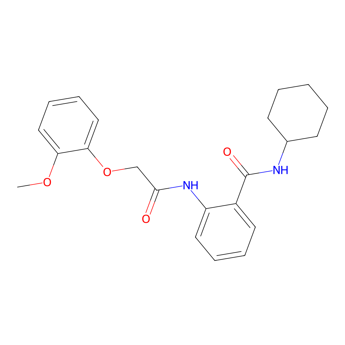 N-cyclohexyl-2-{[(2-methoxyphenoxy)acetyl]amino}benzamide molecular structure, CAS 592471-01-7