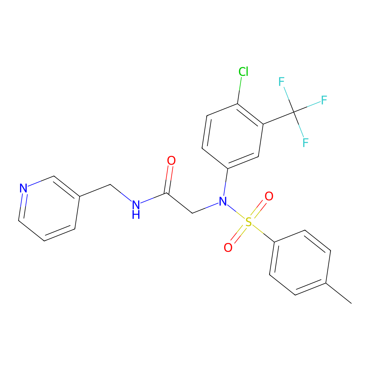 2-[[4-Chloro-3-(trifluoromethyl)phenyl][(4-methylphenyl)sulfonyl]amino]-N-(3-pyridinylmethyl)acetamide molecular structure, CAS 592471-11-9