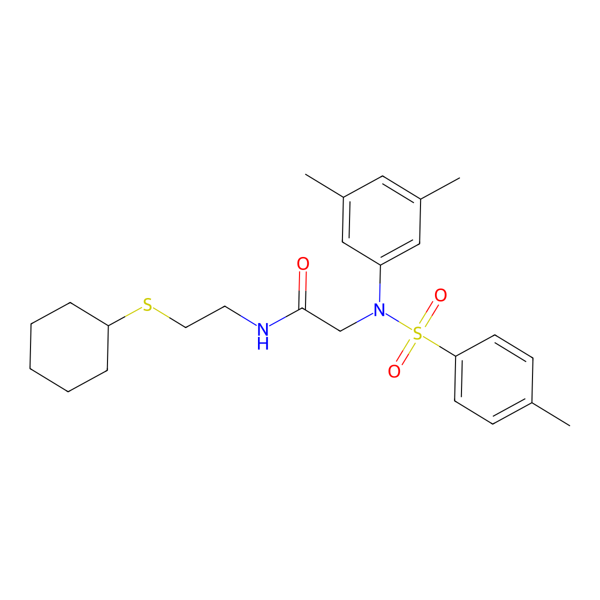 N-[2-(cyclohexylsulfanyl)ethyl]-N~2~-(3,5-dimethylphenyl)-N~2~-[(4-methylphenyl)sulfonyl]glycinamide molecular structure, CAS 592471-17-5