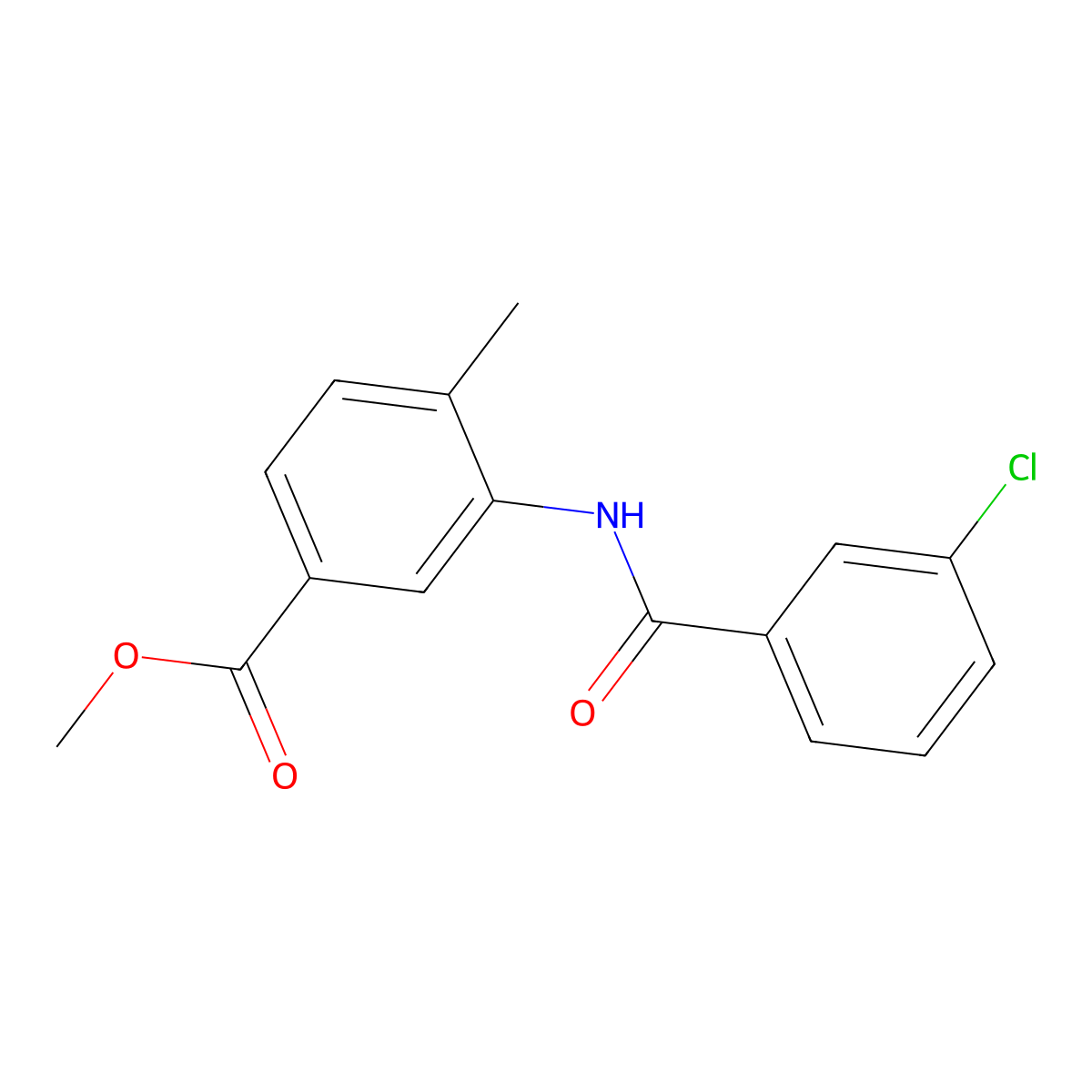 Methyl 3-[(3-chlorobenzoyl)amino]-4-methylbenzoate molecular structure, CAS 592471-26-6