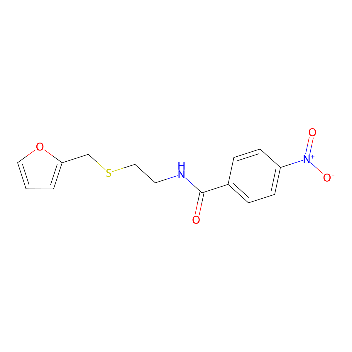 N-[2-(furan-2-ylmethylsulfanyl)ethyl]-4-nitrobenzamide molecular structure, CAS 592471-35-7