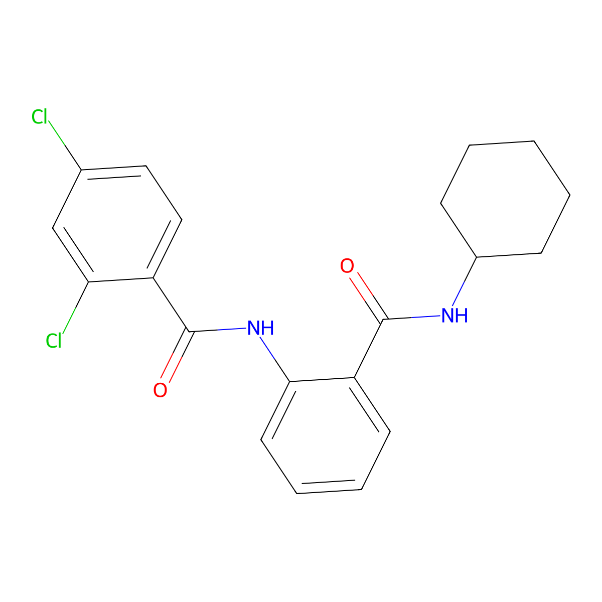 2,4-dichloro-N-[2-(cyclohexylcarbamoyl)phenyl]benzamide molecular structure, CAS 592471-40-4